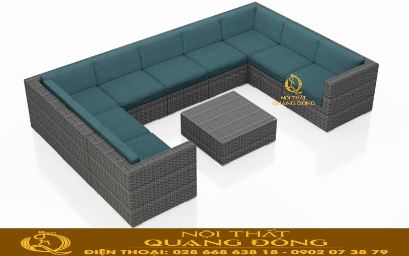 Sofa mây nhựa QD-734| mẫu sofa mây nhựa có kiểu dáng rộng rãi