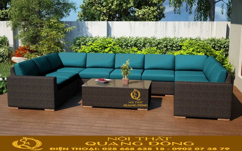 Sofa mây nhựa QD-735 mang nét đẹp sang trọng và hiện đại Sofa mây nhựa QD-735| mẫu sofa ngoài trời cao cấp
