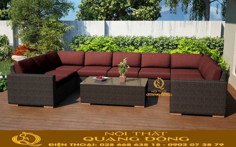 Sofa mây nhựa QD-735 sử dụng chuyên dụng ngoài trời Sofa mây nhựa QD-735| mẫu sofa mây nhựa chuyên dụng ngoài trời