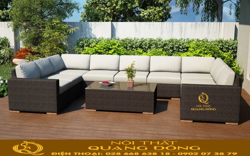 Sofa mây nhựa QD-735 mang nét đẹp sang trọng Sofa mây nhựa QD-735| mẫu sofa chữ U rộng rãi