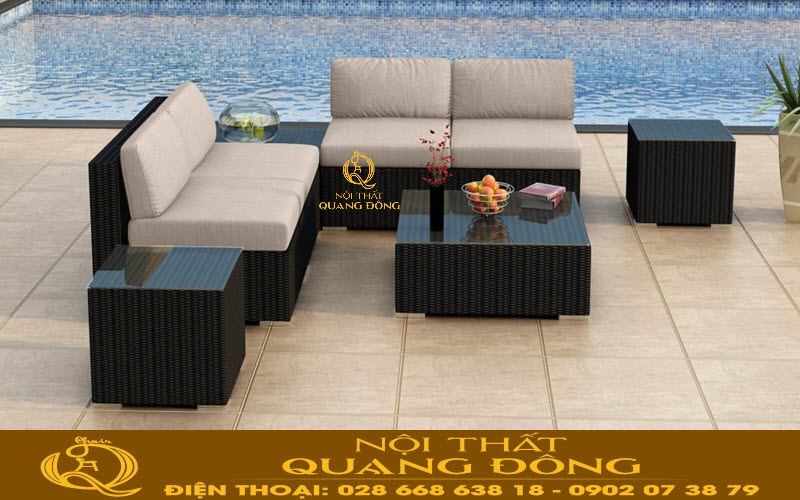 Sofa mây nhựa QD-736| mẫu sofa góc tiện dụng 