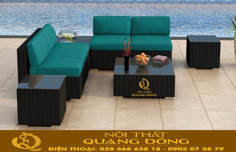 Sofa mây nhựa QD-736| mẫu sofa góc đơn giản