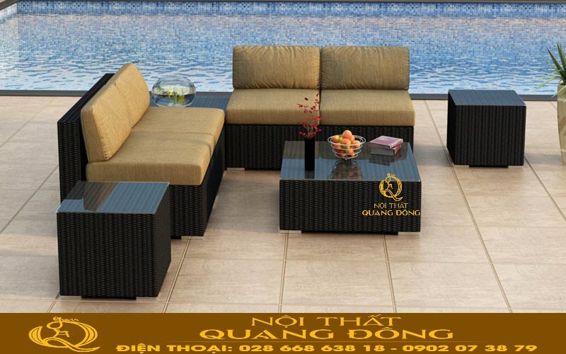 Sofa mây nhựa QD-736| mẫu sofa góc tiện dụng
