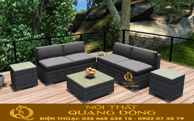 Sofa mây nhựa QD-737| mẫu sofa góc cao cấp
