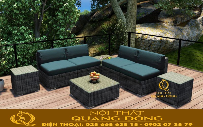 Sofa mây nhựa QD-737| mẫu sofa góc sử dụng tiện lợi