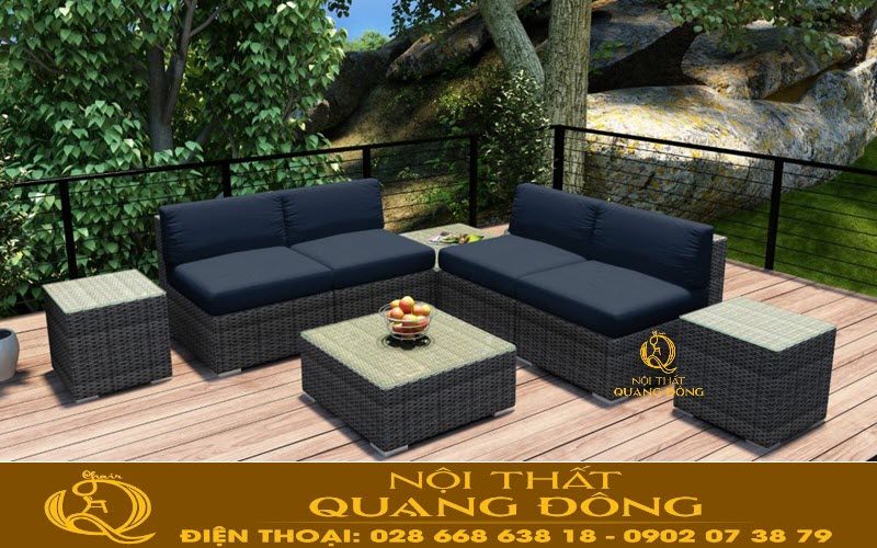 Sofa mây nhựa QD-737| mẫu sofa góc cao cấp