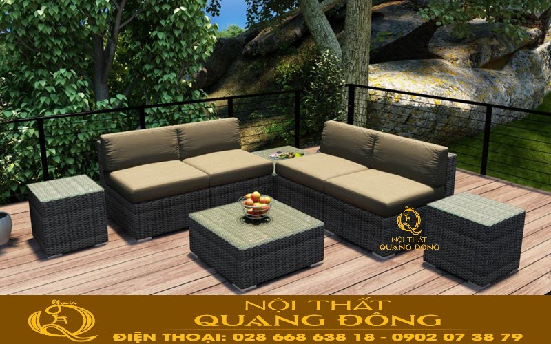Sofa mây nhựa QD-737| mẫu sofa mây nhựa cao cấp