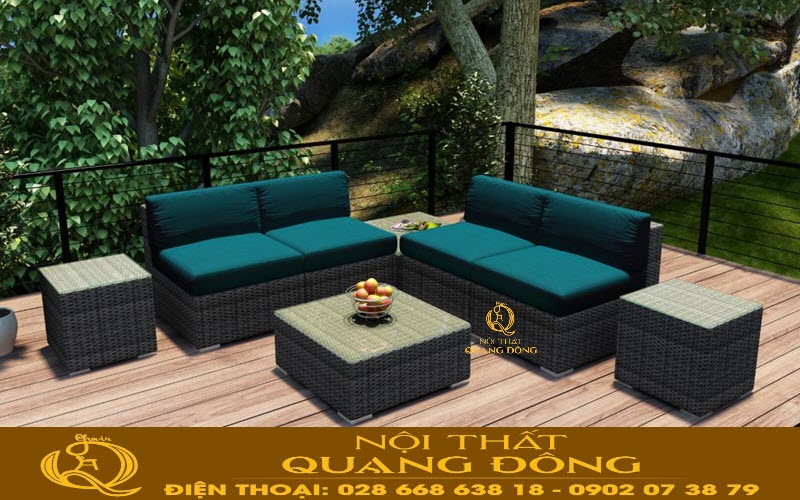 Sofa mây nhựa QD-737| mẫu sofa góc cao cấp
