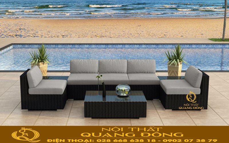 Sofa mây nhựa QD-738| mẫu sofa mây nhựa ngoài trời cao cấp