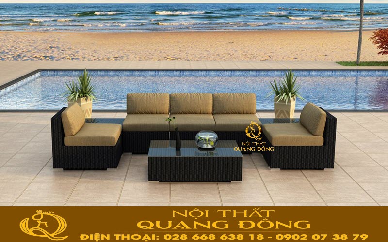 Sofa mây nhựa QD-738| mẫu sofa mây nhựa đẹp