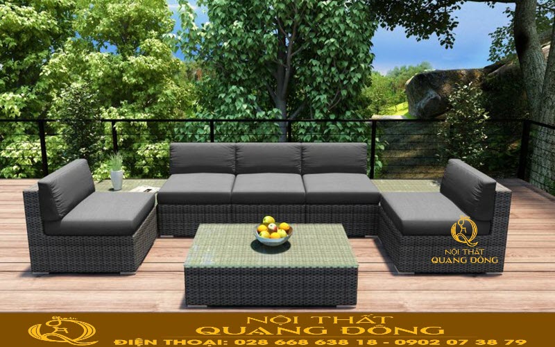 Sofa mây nhựa QD-739 sử dụng nệm lót tăng tính thẫm mỹ Sofa mây nhựa QD-739| mẫu sofa sử cụng chuyên dụng ngoài trời