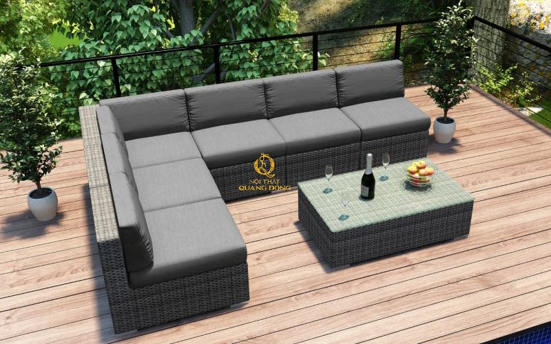 Sofa mây nhựa sử dụng chất liệu chuyên dụng ngoài trời bền bỉ