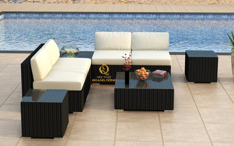 Sofa mây nhựa thiết kế hiện đại, dễ dàng vệ sinh