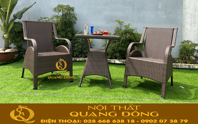 bộ bàn ghế giả mây cafe