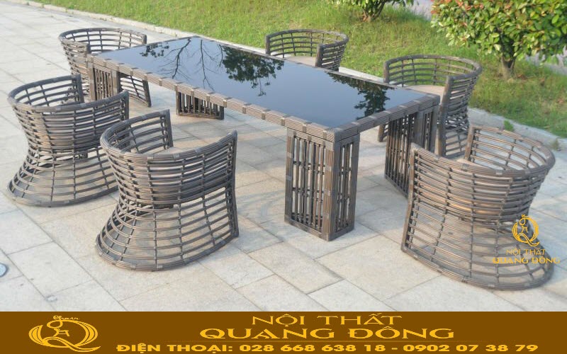 Bàn ăn giả mây mang thiết kế hiện đại và sang trọng