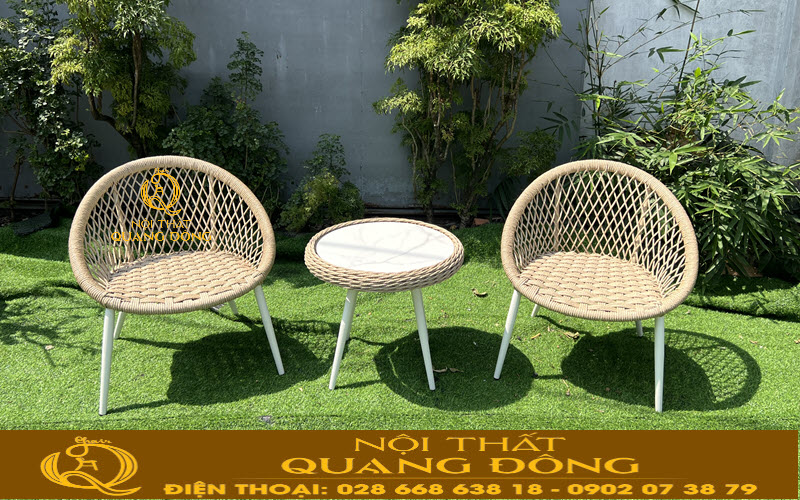 Bàn ghế giả mây QD-2110 thiết kế nhẹ nhàng, hiện đại