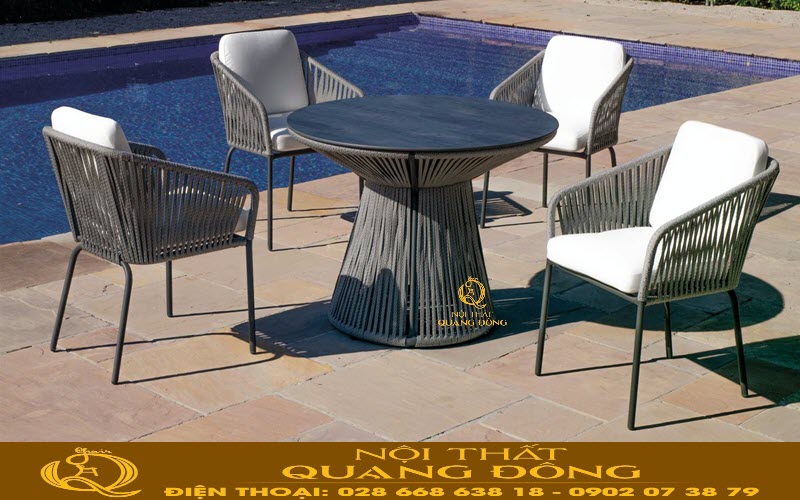 Bàn ghế mây nhựa ngoài trời