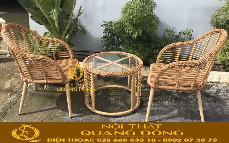 Ghế thư giãn, bàn ghế giả mây chất lượng QD-2046