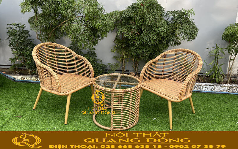 Bộ 2 ghế 1 bàn sự lựa chọn tuyệt vời cho không gian ban công, sân vườn từ chất liệu mây nhựa