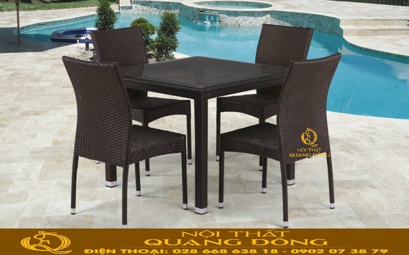 Bàn ghế mây nhựa QD - 2047