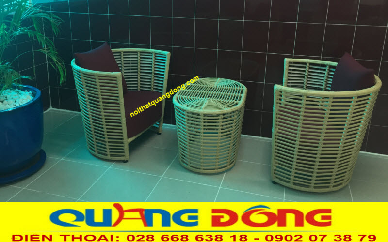 Bàn ghế giả mây tre 