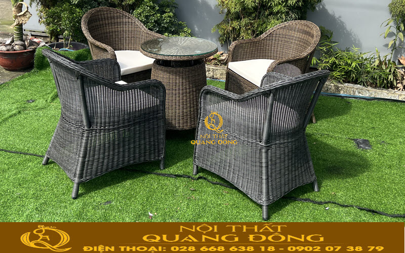 Bàn ghế giả mây QD-2092 mang đến nét đẹp sang trọng và hiện đại Bàn ghế giả mây QD-2092 mẫu bàn ghế cafe sân vườn cao cấp với chất liệu nhựa giả mây
