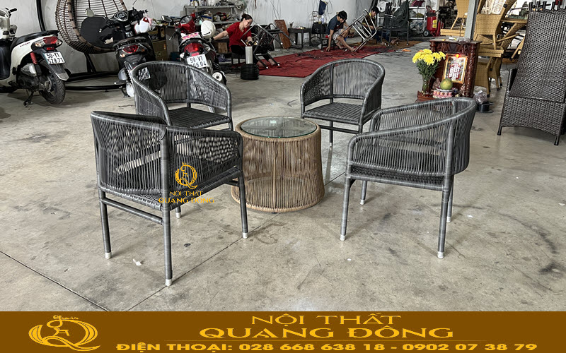 Ghế giả mây được đan bằng sợi mây nhựa tròn cao cấp