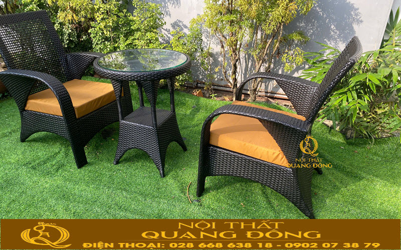 Bàn ghế nhựa giả mây QD-2108 bền đẹp, sang trọng