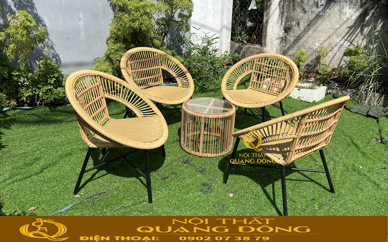 Bàn ghế mây nhựa QD-2115mang nét đẹp sang trọng