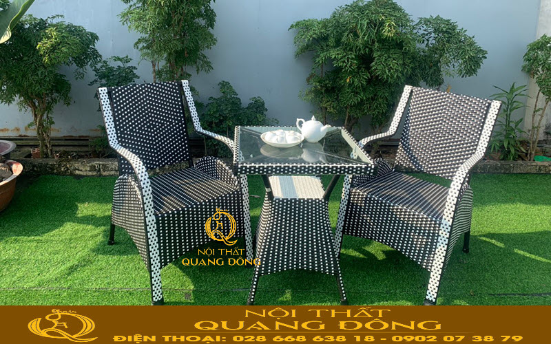 Bàn ghế cà phê, sân vườn từ chất liệu mây nhựa cao cấp mang thương hiệu Nội Thất Quang Đông