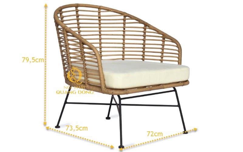 Kích thước tiêu chuẩn mẫu ghế giả mây QD-278