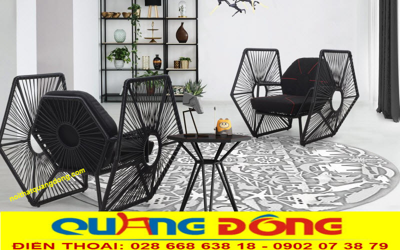 Ghế nhựa giả mây sân vườn