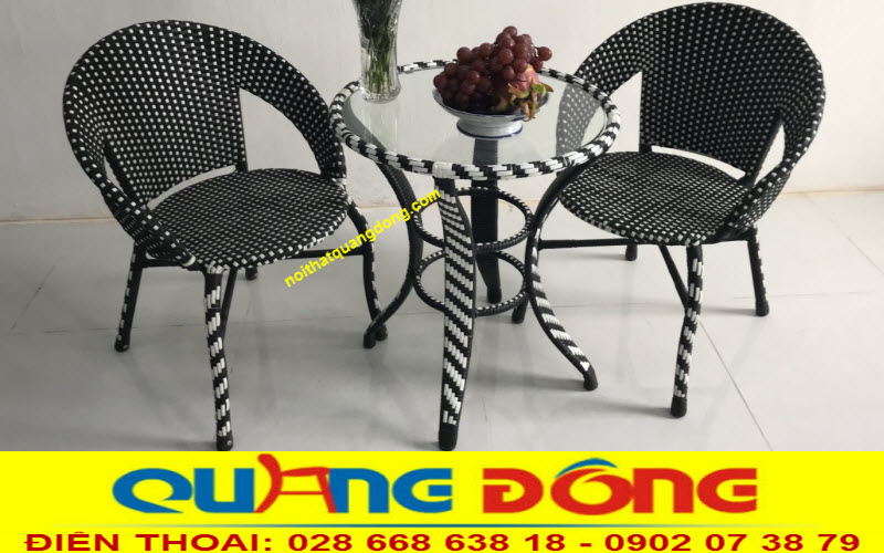 Mẫu bàn ghế mây nhựa dành cho quán cà phê, sân vườn với độ bền cực cao