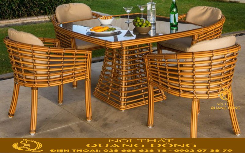 Bàn ghế giả mây QD -295