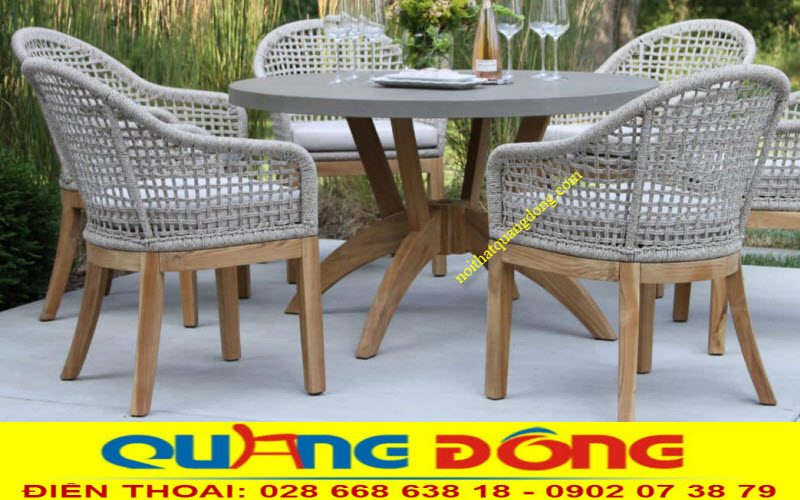 Mẫu bàn ghế giả mây QD-310 sang trọng cho sân vườn