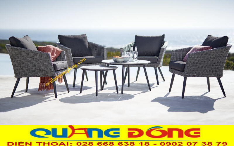 Mẫu bàn ghế nhựa giả mây dành cho những khu nghỉ dưỡng sang trọng