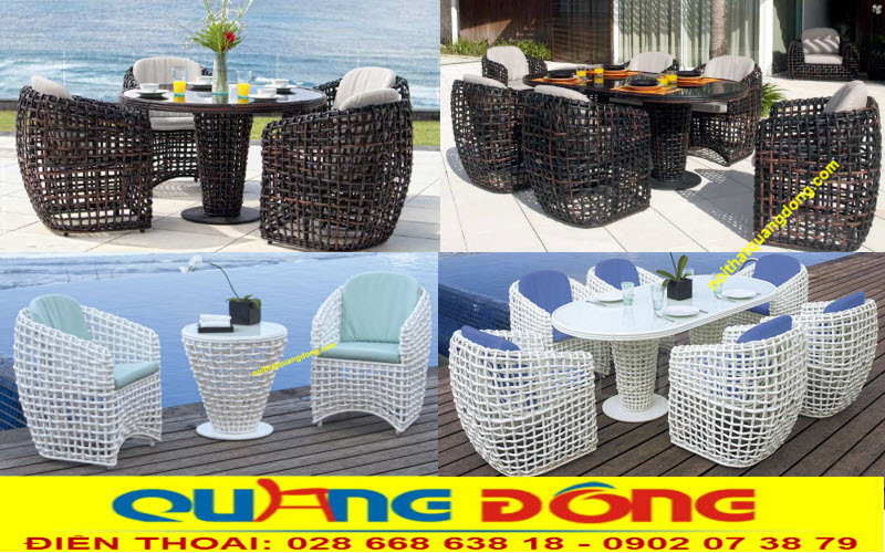 Ghế mây nhựa cao cấp cho vườn, bàn ăn QD-369