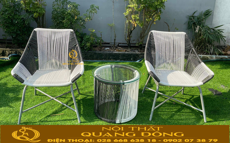 Bàn ghế ngoài trời đan sợi nhựa giả mây chuyên dụng ngoài trời