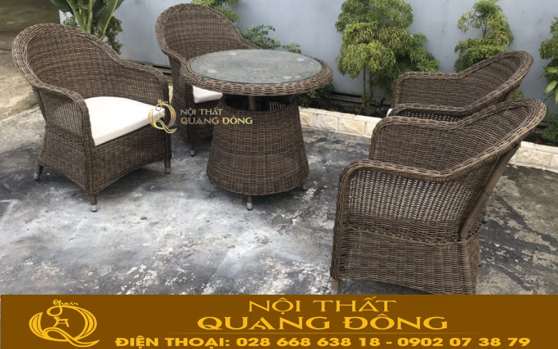 Bộ 1 bàn 4 ghế mây nhựa sang trọng đẳng cấp