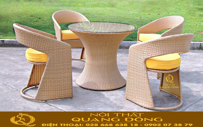 bàn ghế mây nhựa sử dụng sợi nhựa PE chính phẩm