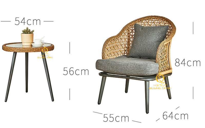Kích thước bàn ghế ban công QD - 309