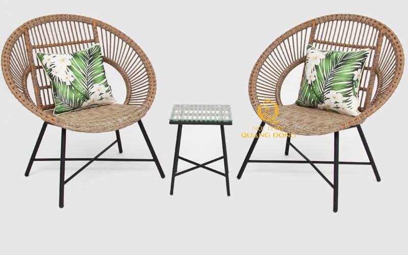 mẫu ghế giả mây đan dây bán nguyệt