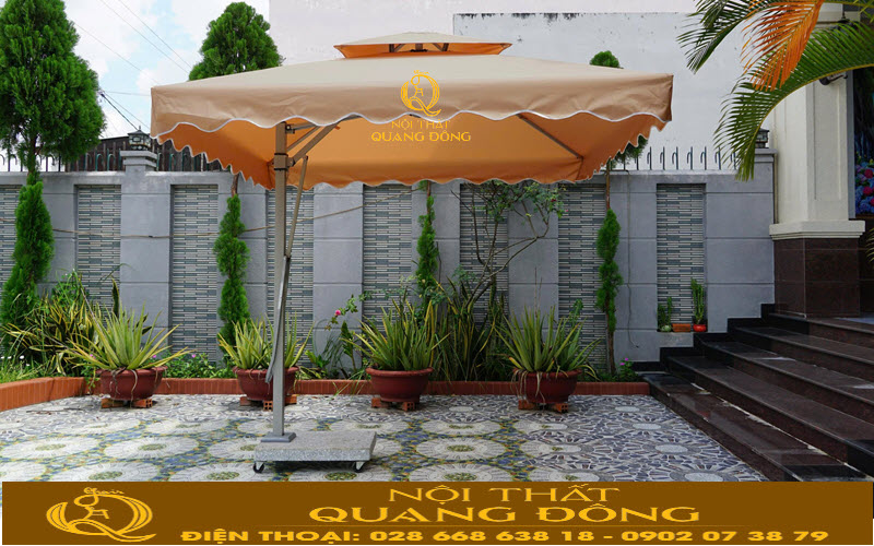 Dù lệch tâm vuông 2.5 mét có rèm diện tích che phủ lớn