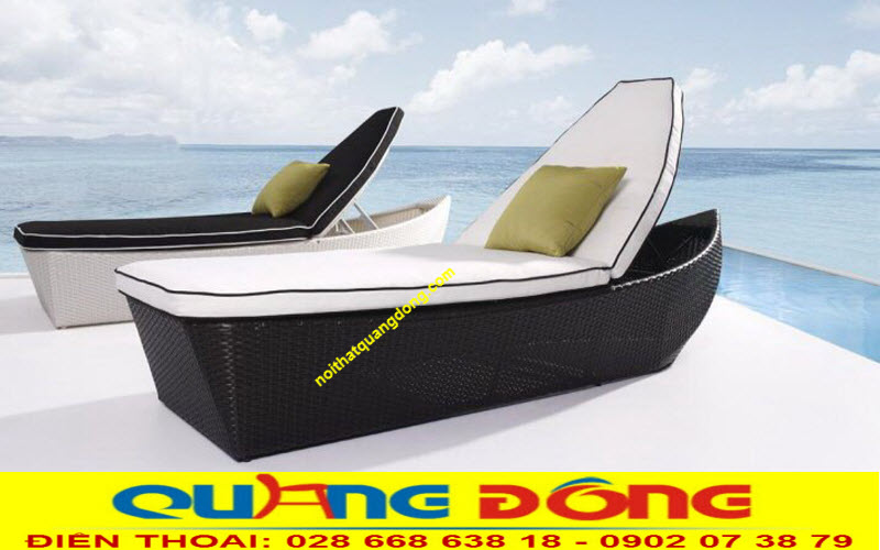 Ghế hồ bơi giả mây cao cấp mang phong cách hiện đại QD-1240 Mẫu ghế nằm hồ bơi giả mây QD-1240 tạo điểm nhấn đẹp bên cạnh bãi biển, hồ bơi resort cao cấp
