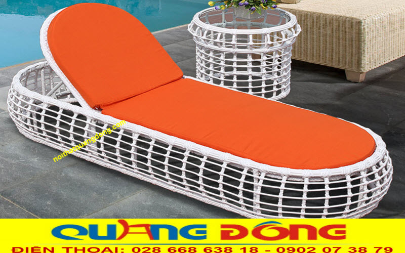 Ghế nằm hồ bơi mây nhựa QD-1241 cho hồ bơi, bãi biển Ghế thư giãn hồ bơi QD-1241 thiết kế sang trọng với sợi mây nhựa tròn cao cấp