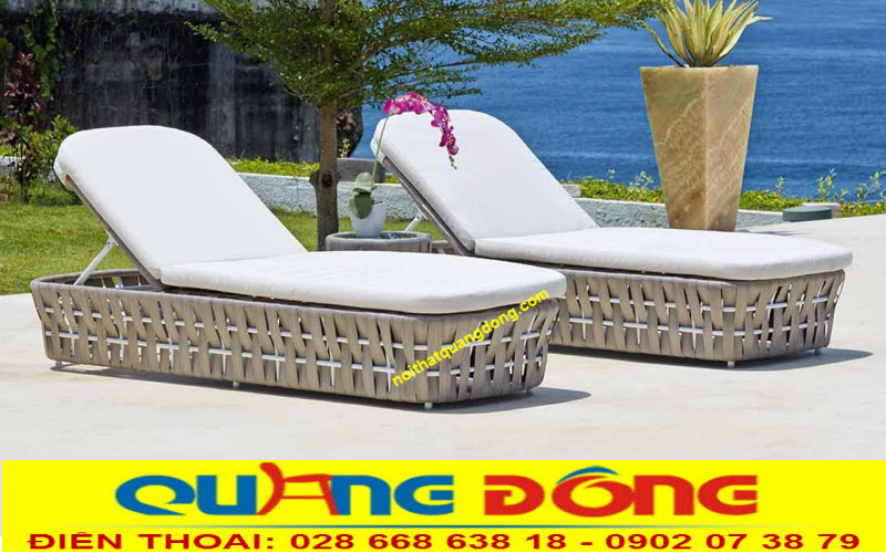 Ghế nằm hô bơi giả mây QD-1246 sang trọng cho hồ bơi cao cấp