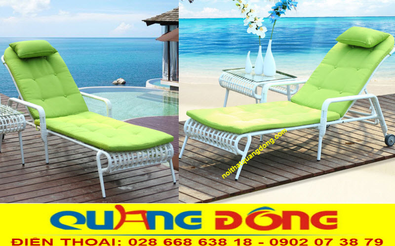 Ghế nằm hồ bơi giả mây QD-1248 sử dụng cho resort bãi biển sang trọng