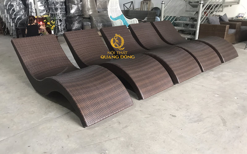 Ghế nằm hồ bơi đan mây nhựa giả mây chất lượng, giá tốt tại xưởng sản xuất Nội Thất Quang Đông