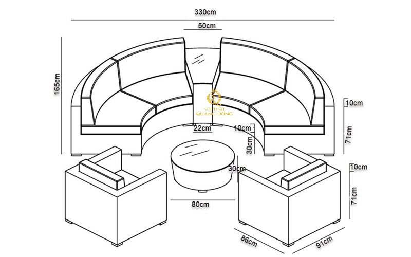 sofa giả mây đặt theo kích thước riêng giải pháp tối ưu cho không gian kích thước của sofa giả mây QD-731