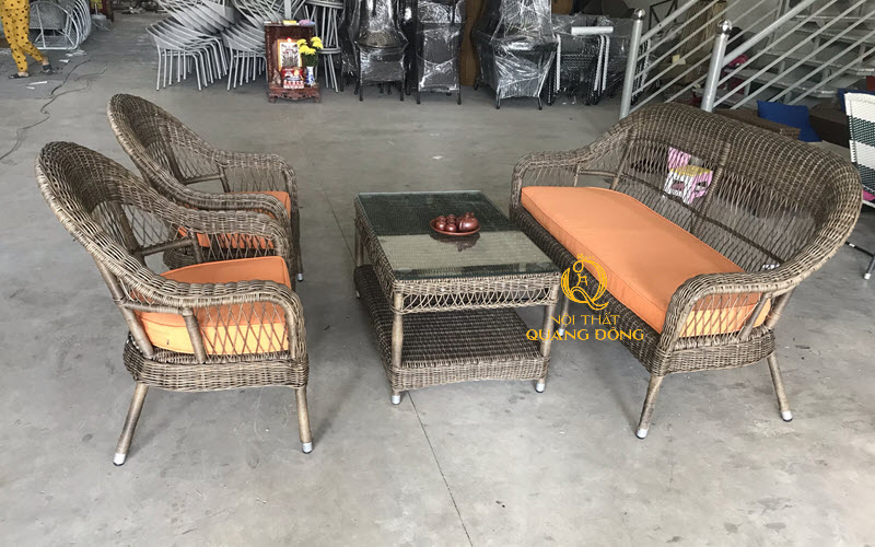 Sofa mây nhựa sử dụng cho mọi không gian nội ngoại thất Mẫu sofa giả mây QD-601 được sản xuất bởi Nội Thất Quang Đông